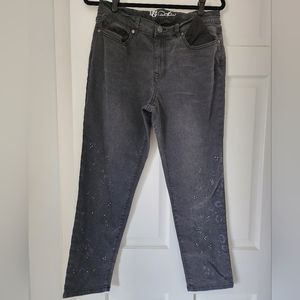 D2G black grey 12p jeans with rhinestones